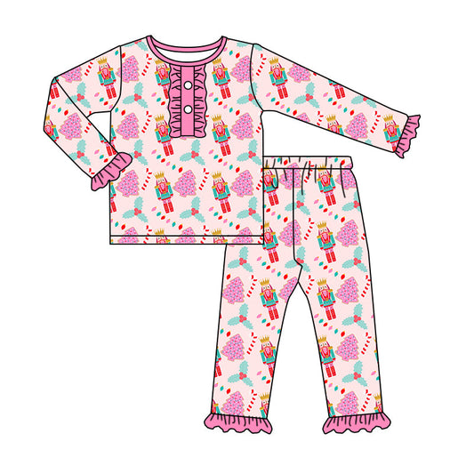 Baby Girl Christmas Soldier Shirt Pants Pajamas Pink Set