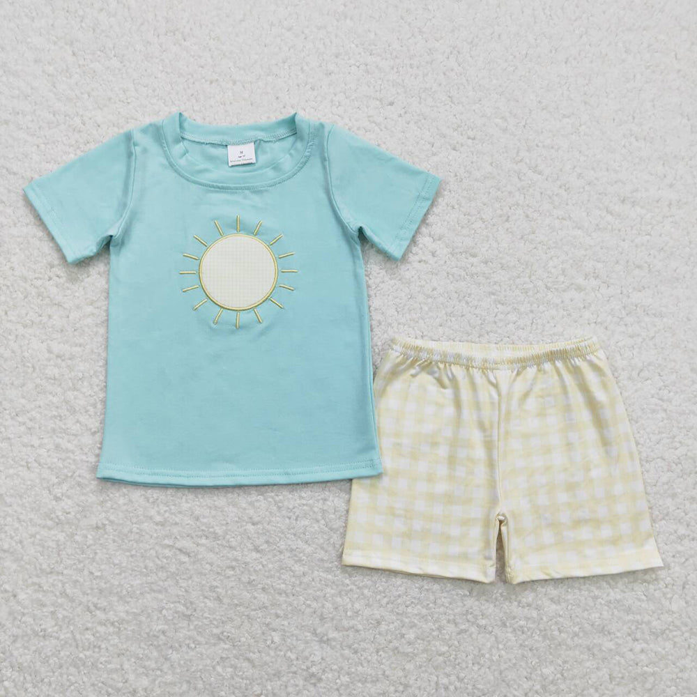 Baby Boy Embroidery Sunshine Summer Brother Romper Set