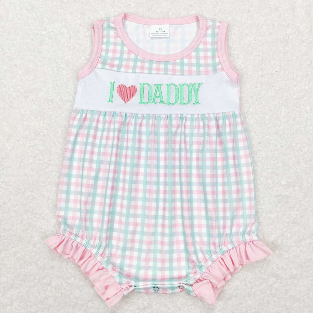 Baby Boy Girl Embroidery Sibling I Love Daddy Set Romper