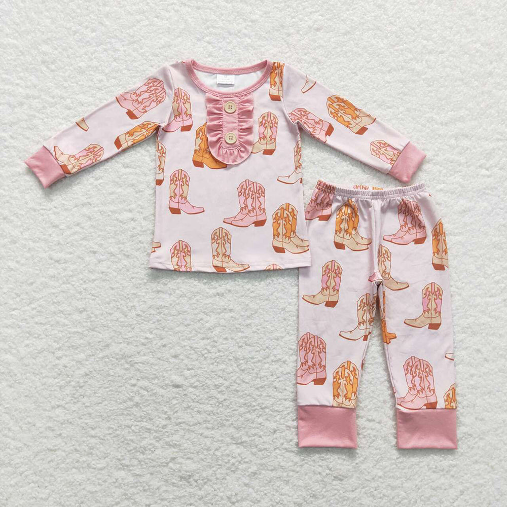 Baby Boy Girl Western Boots Sibling Pajamas Romper Set