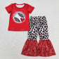 Promotion Baby Girl Baseball Red Shirt Leopard Sequins Pants Outfit