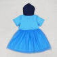 Baby Girl Blue Orange Dogs Ears Sibling Sister Tulle Dress