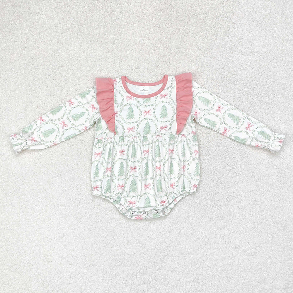 Baby Girl Long Sleeves Christmas Trees Sibling Romper Dress