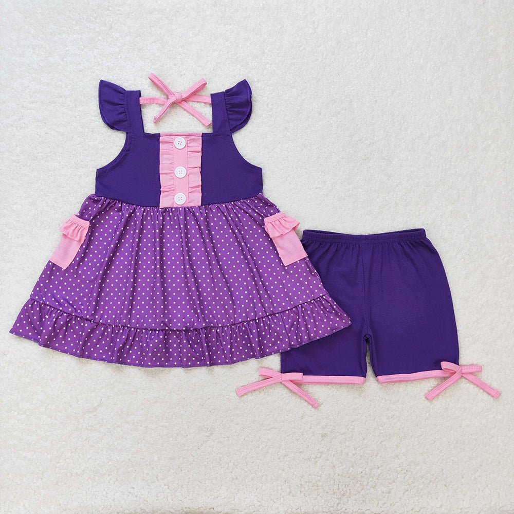 Baby Girl Princess Tunic Shorts Purple Set