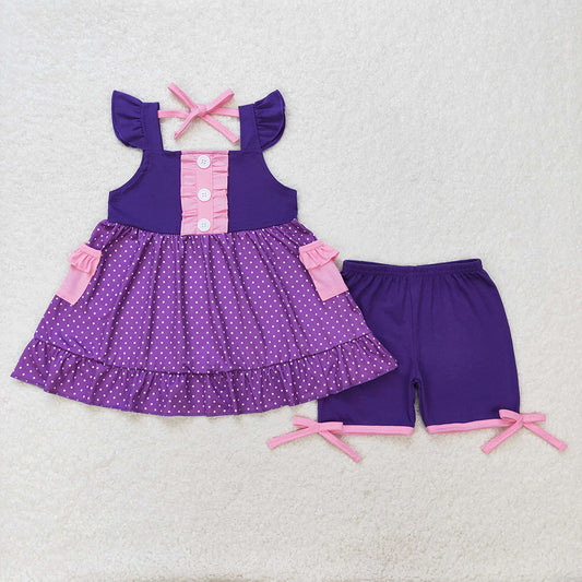 Baby Girl Princess Tunic Shorts Purple Set