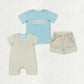 Baby Kids Embroidery Daddy's Boy Summer Romper Father's Day Set