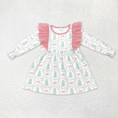 Baby Girl Long Sleeves Christmas Trees Sibling Romper Dress