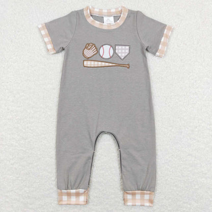 Baby Boy Girl Embroidery Baseball Sibling Romper Dress Set