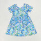 Baby Girls Blue Flowers Sibling Rompers Clothes Sets