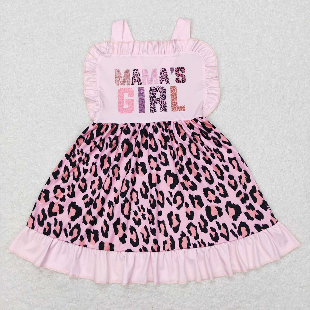 Mama's Girl Pink Leopard Ruffle Sibling Dress Romper