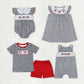 Baby Boy Girl Flag July 4th Embroidery Flags Sibling Romper Dress Set