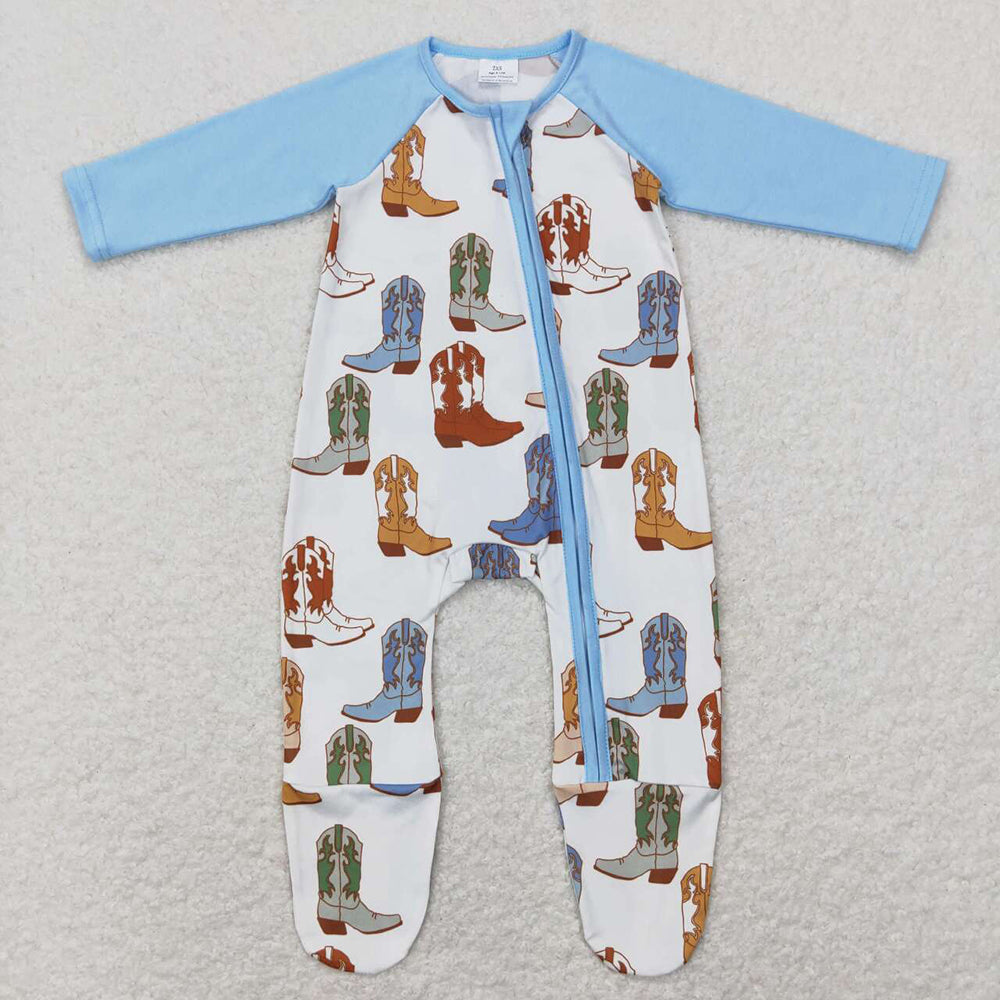 Baby Boy Girl Western Boots Sibling Pajamas Romper Set