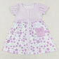 Baby Girl Short Sleeves Purple Flower Sibling Set