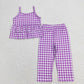 Baby Girl Sleeveless Checkered Tops Pants Sibling Sister Clothes Set