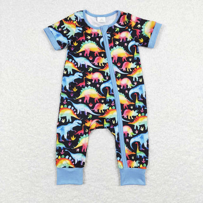 Baby Boy Girl Short Sleeves Dinosaurs Sibling Romper Dress Set