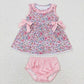 Baby Girl Sleeveless Pink Flower Bows Sibling Sister Set