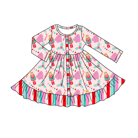 Baby Girl Soldier Christmas Long Sleeves Twirl Dress