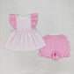 Baby Girl Wave Stripes Tunic Ruffle Pink Shorts Clothes Sets