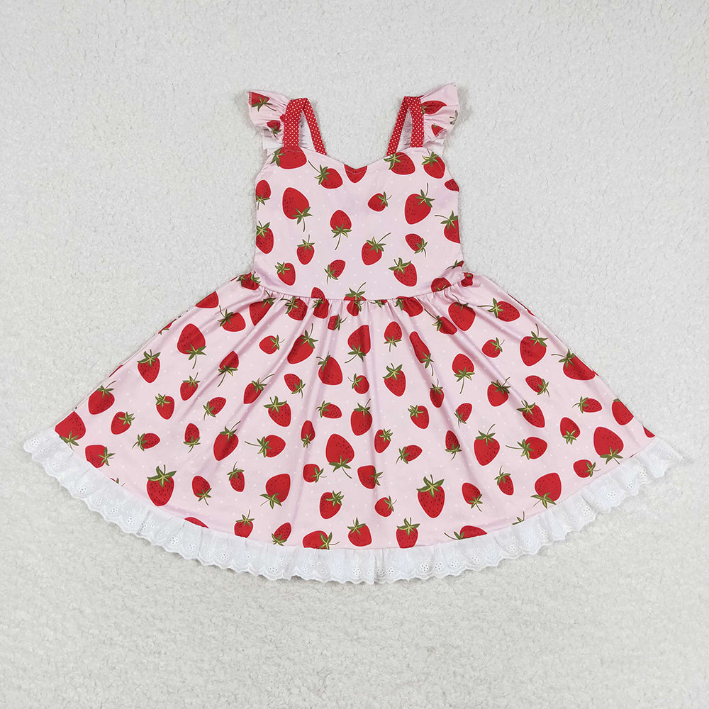 Baby Girl Strawberry Summer Pink Twirl Dress