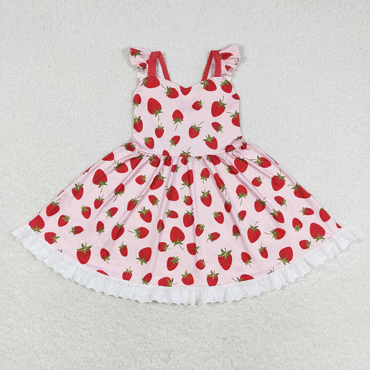 Baby Girl Strawberry Summer Pink Twirl Dress