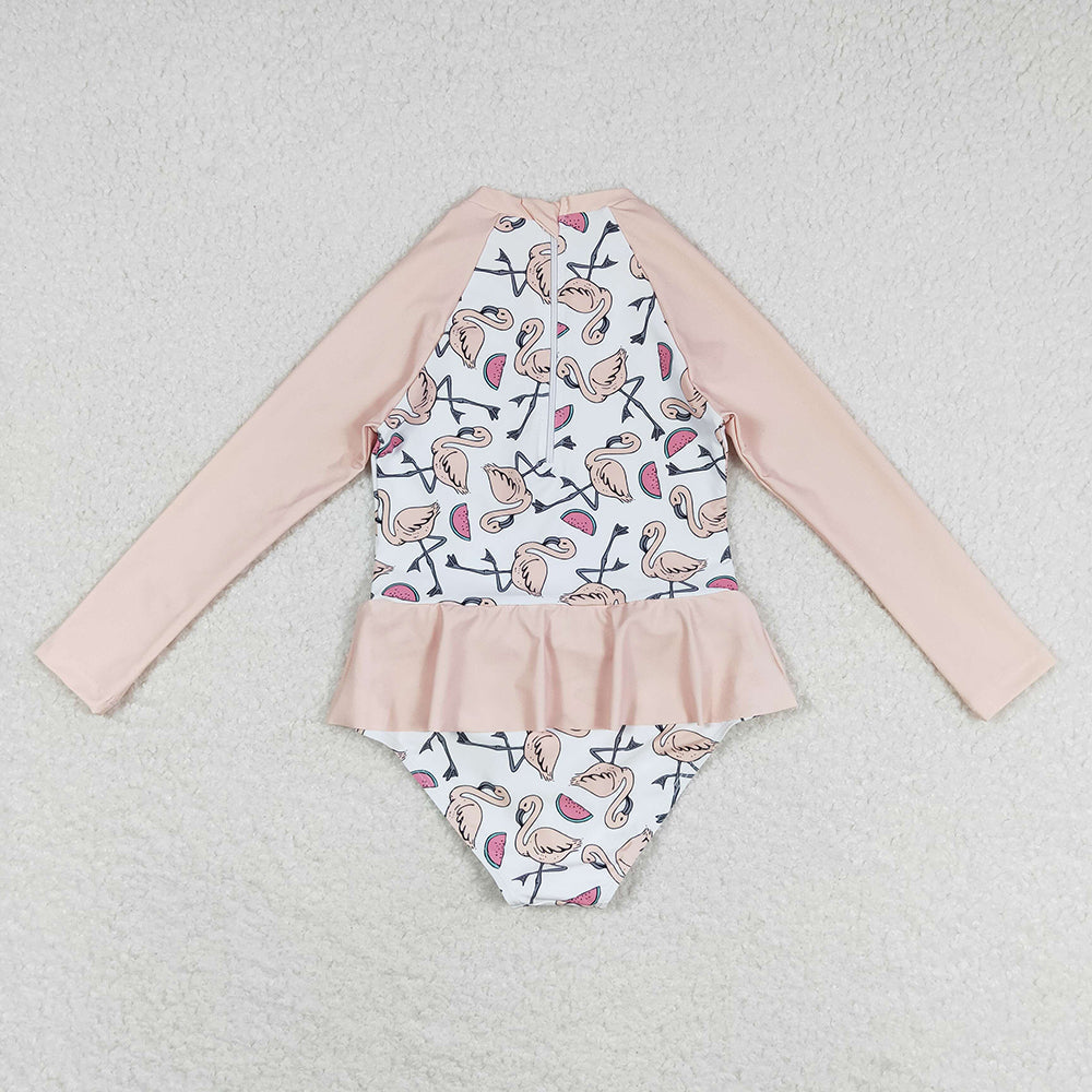 Baby Girl Flamingo Long Sleeves Swimsuit