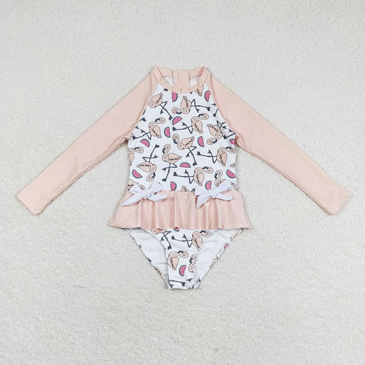 Baby Girl Flamingo Long Sleeves Swimsuit