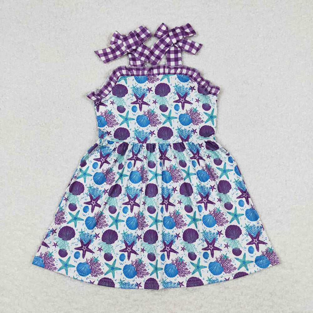 Baby Girl Sleeveless Purple Starfish Sister Sibling Dress Romper Clothes Set