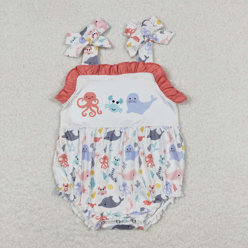 Baby Boy Girl Octopus Crab Sea Lion Sibling Romper Dress Set