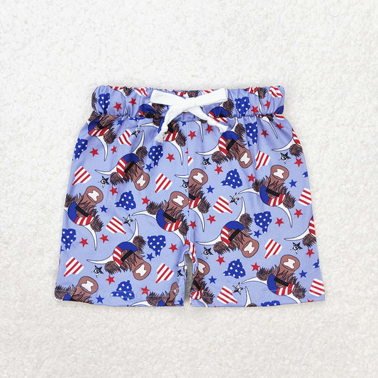 Baby Boy Summer Western Cow July 4th Shorts