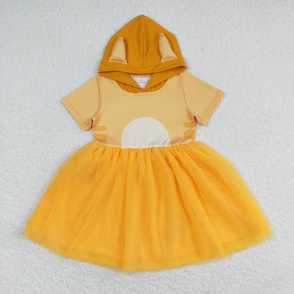 Baby Girl Blue Orange Dogs Ears Sibling Sister Tulle Dress