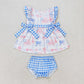 Baby Girl Blue Bows Flags Tunic Bummies July 4th Set