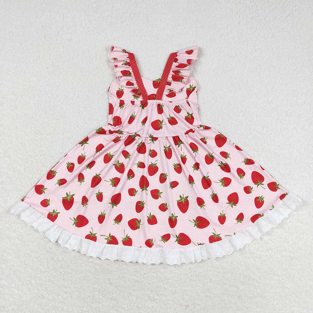 Baby Girl Strawberry Summer Pink Twirl Dress