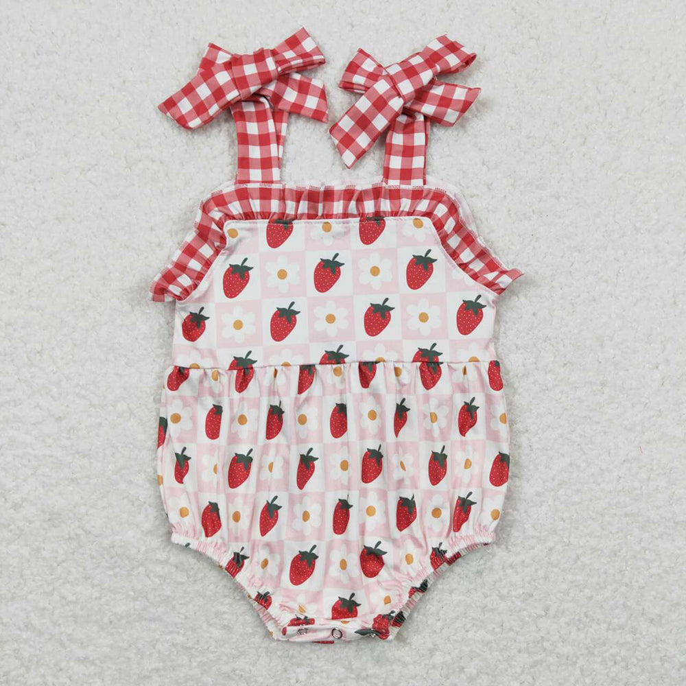 Baby Girl Strawberry Straps Sister Sibling Dress Romper Set