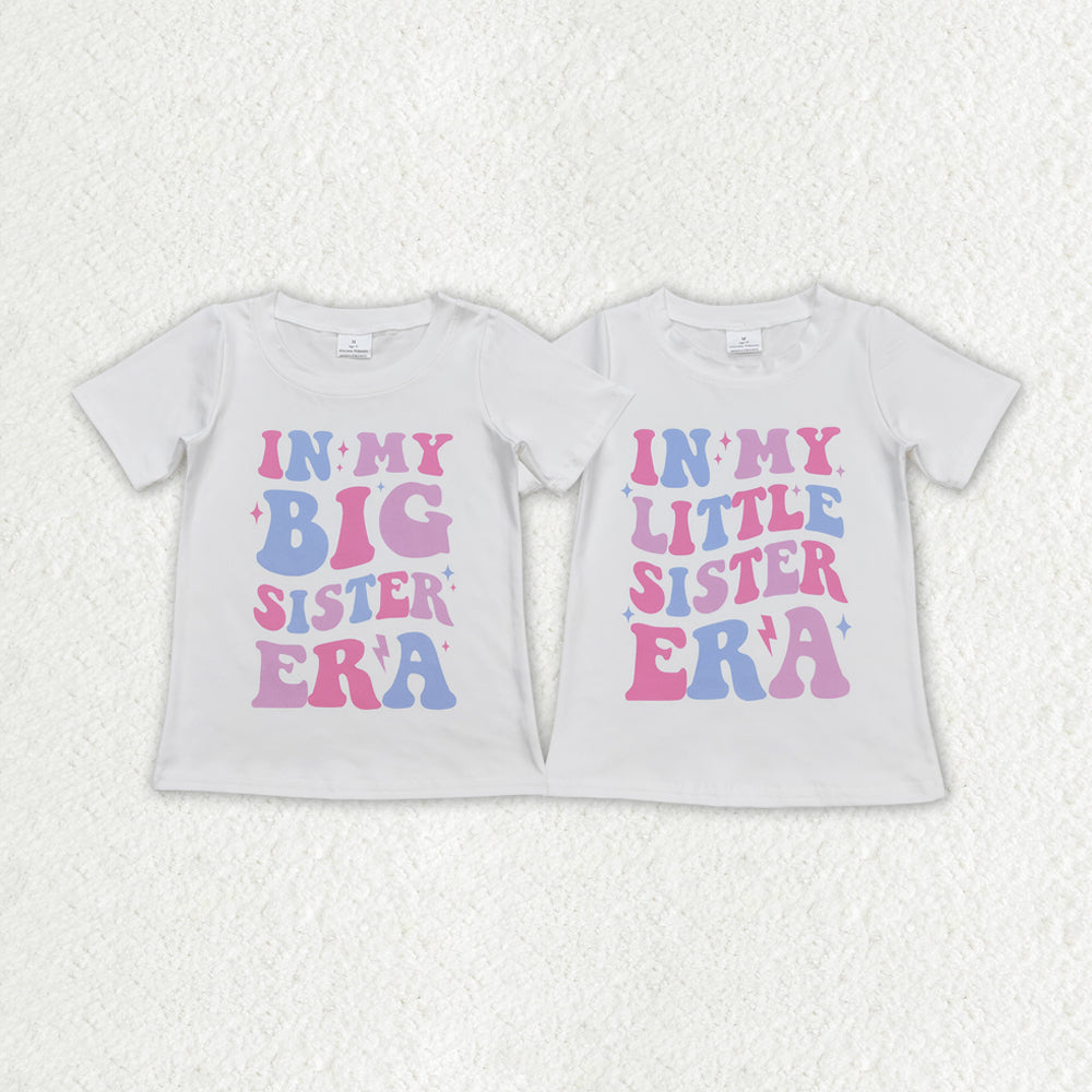 Baby Girl Short Sleeves Big Littler Sister Sibling Tee Shirts Tops