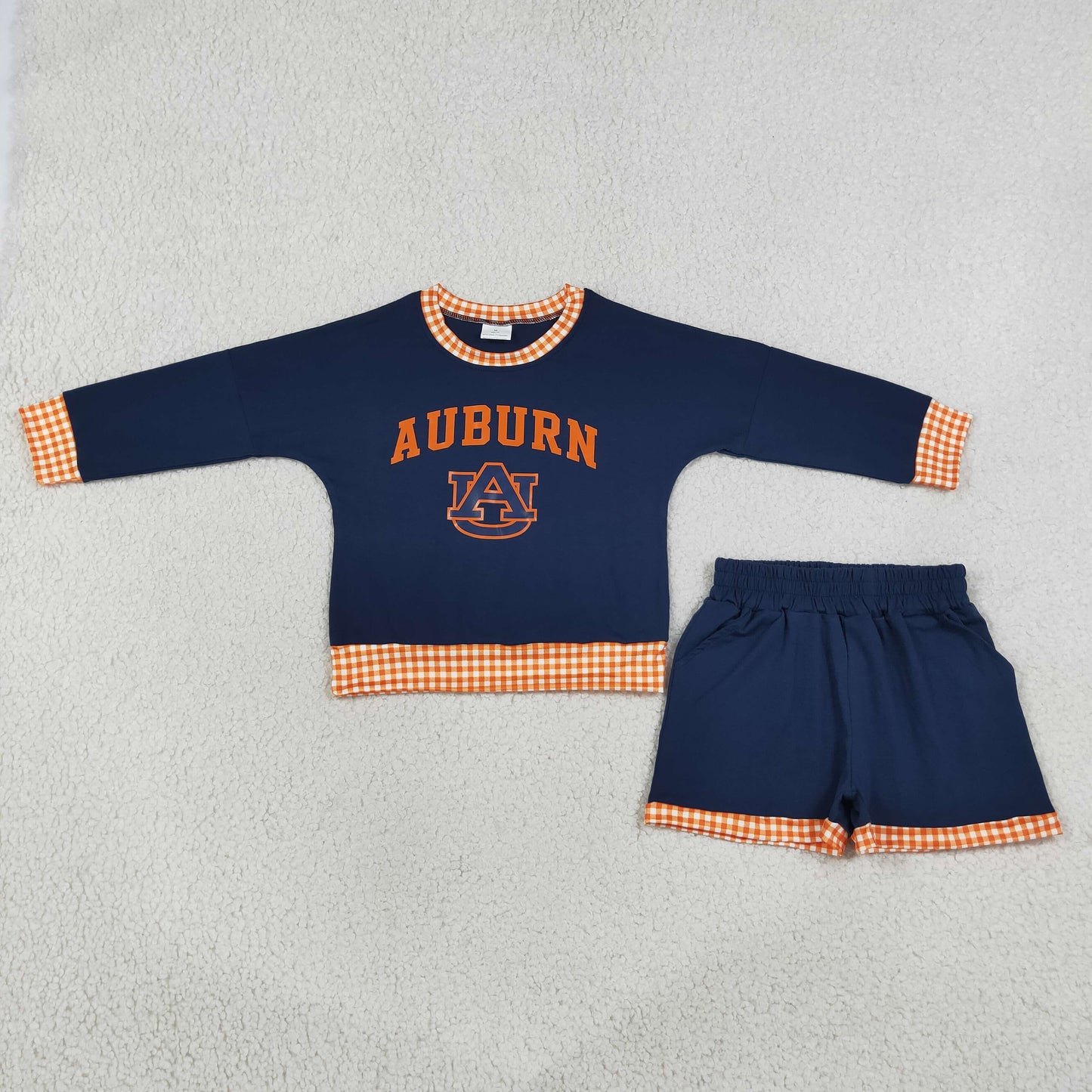 Baby Girls Kids Long Sleeves Navy Shirt Shorts Cotton Set Team Clothes RTS