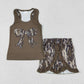 Baby Girl Sleeveless Bows Tops Green Camo Shorts Clothes Set RTS