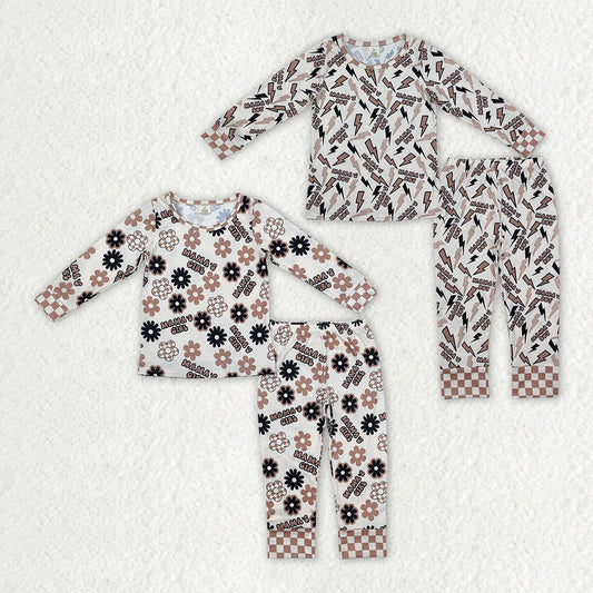 Baby Kids Toddler Long Sleeves Mama's Girl Boy Sibling Bamboo Pajamas Clothes Set