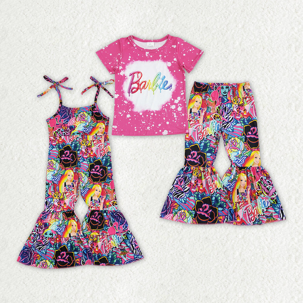 Baby Girl Doll Pink Sibling Jumpsuit Sister Set