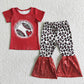 Promotion Baby Girl Baseball Red Shirt Leopard Sequins Pants Outfit