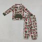 Baby Boys Kids Christmas Tree Camo Zipper Shirt Pockets Pants Clothes Set RTS