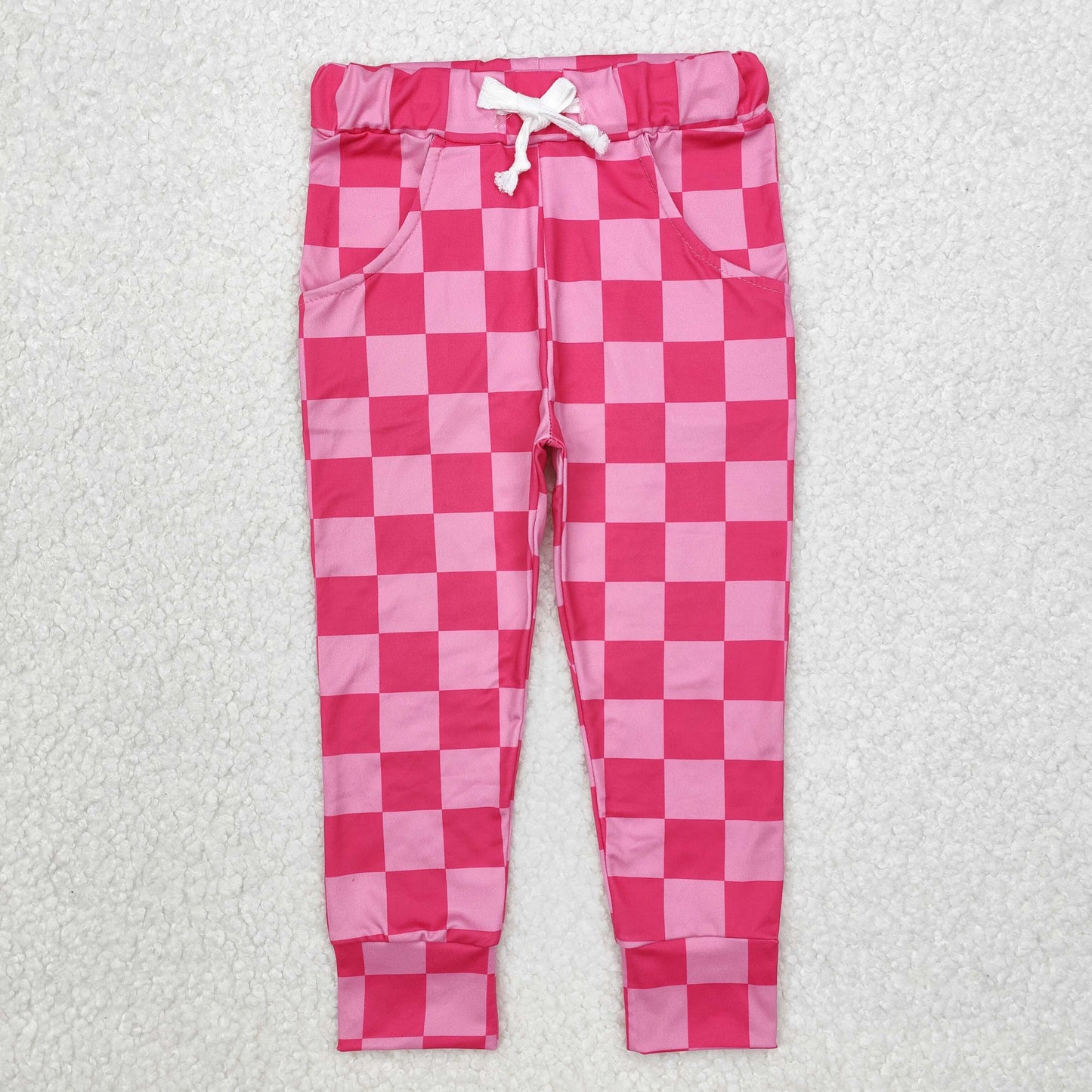 Baby Girl Pink Checkered Jogger Pocket Pants