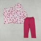 Baby Girls Long Sleeves Zipper Hoodie Tops Pink Pants Valentine 3 pics Set RTS