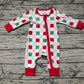 Baby Kids Christmas Checkered Zipper Bamboo Romper