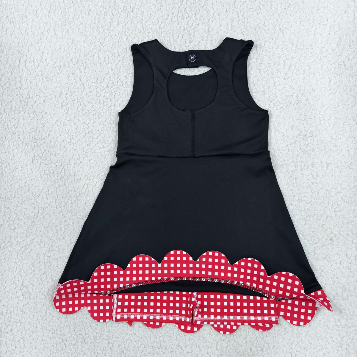 Baby Girls Kids Sleeveless Plaid Bows Shorts Scallop Dress Yoga Active Black Clothes RTS