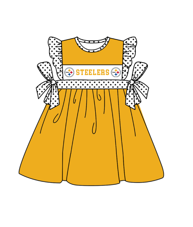 ( Moq 5 ) Baby Girls Toddler Short Sleeves Team Knee Length Orange Dress