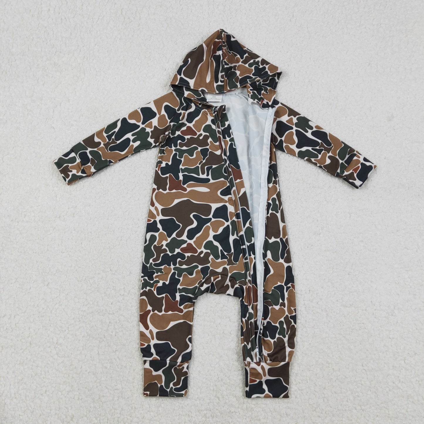 Baby Boys Long Sleeves Brown Green Camo Zipper Hoodie Southern Romper RTS