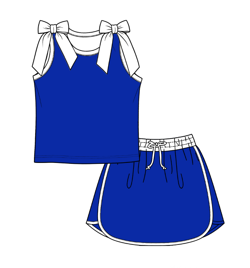 ( Moq 5 )  Custom Baby Girls Kids Bows Tops Skirt Shorts Set Clothes 7.13