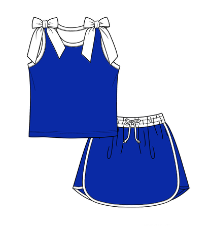 ( Moq 5 )  Custom Baby Girls Kids Bows Tops Skirt Shorts Set Clothes 7.13