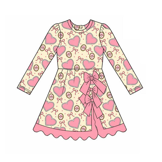 ( Moq 5 ) Preorder Baby Girls Kids Hearts Bows Flower Valentine Scallop Dress Yoga Active Clothes