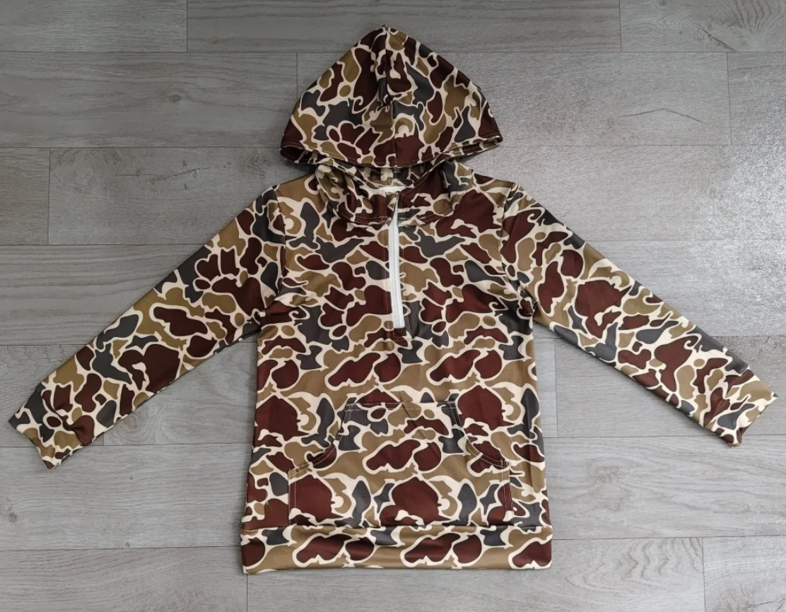( Moq 5 ) Preorder Adult Men Long Sleeves Hoodie Zipper Camo Shirt Pocket Pullover Tops